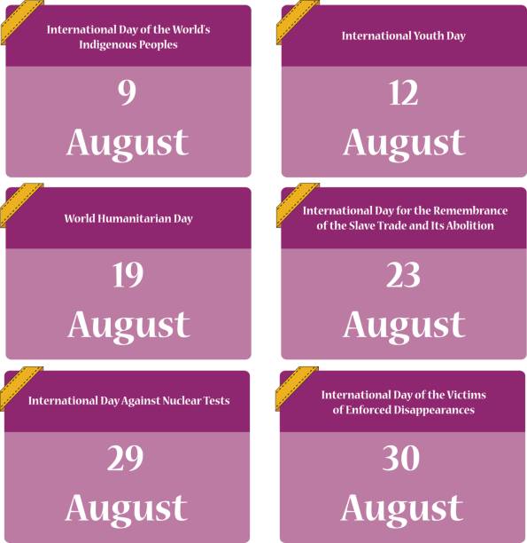 wichtige termine im august - erinnerung - day calendar historic world event event stock-grafiken, -clipart, -cartoons und -symbole