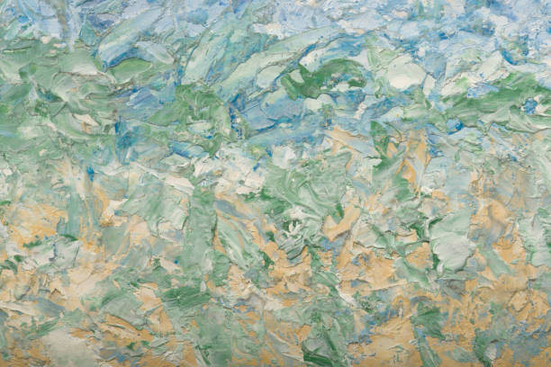 istock Summer abstract pastel colors oil paint background. Palette knife oil paint . 677491648