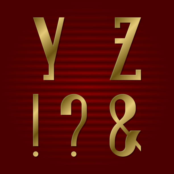 istock Presentable gold font. Y, Z isolated golden letters, ampersand, exclamation and question marks. 677492254