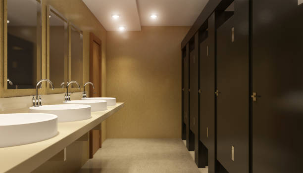 istock Public restroom in a city apartment. 3D Render 677494750
