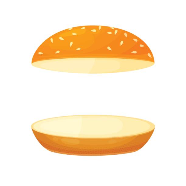 illustrazioni stock, clip art, cartoni animati e icone di tendenza di panino galleggiante con sesamo - bun