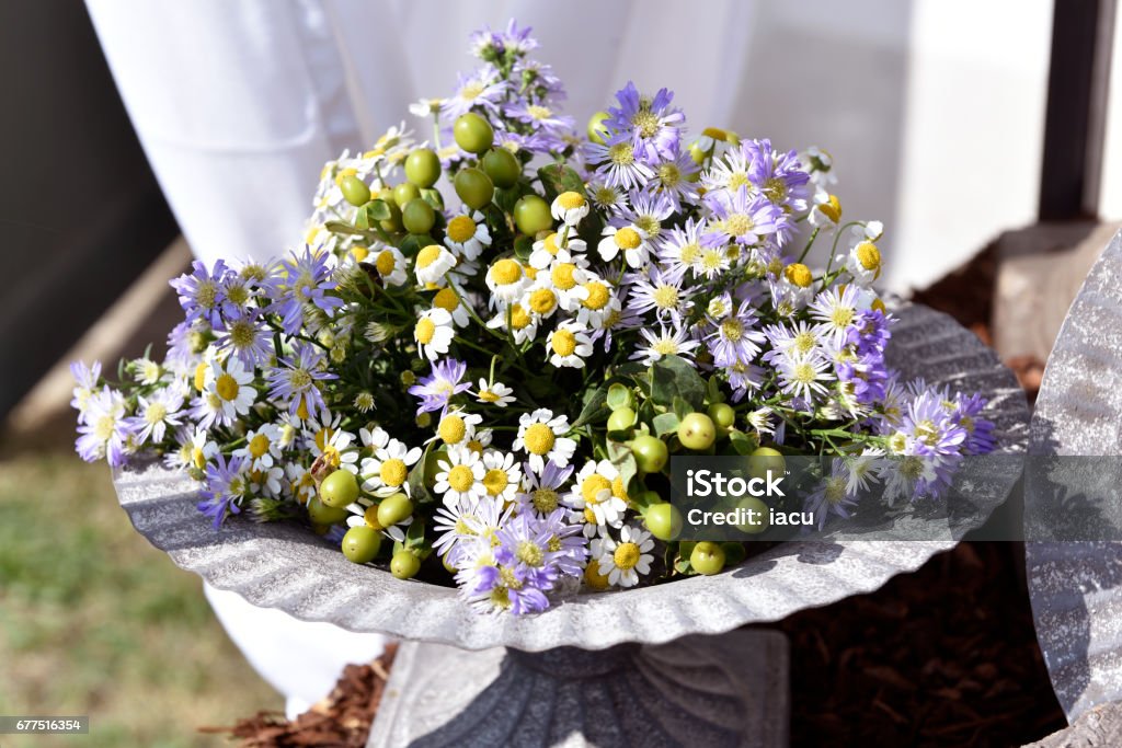 floral composition floral arrangement in tern setting Close-up Stock Photo