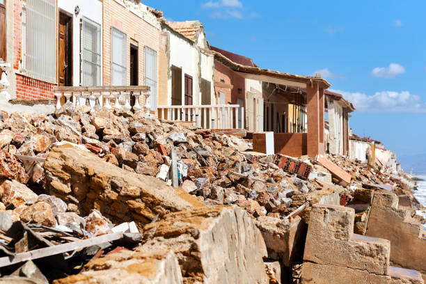 istock Damaged beach houses. Spain 677521550