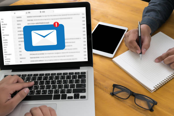 istock Mail Communication Connection message to mailing contacts phone Global Letters Concept 677524994