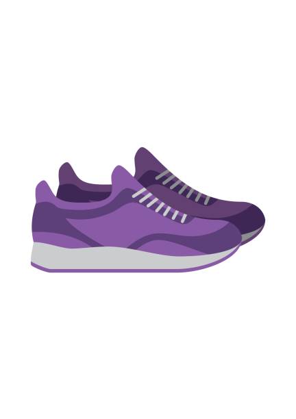 illustrations, cliparts, dessins animés et icônes de chaussures de sport, chaussures de sport isolés sur fond blanc. chaussures de sport et look décontracté - pair