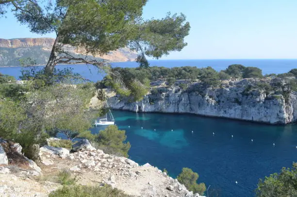 The National Park of Calanques (Parc National des Calanques) is located in the south of France, on the Côte D'Azur (Blue Coast) also known as the French Riviera, the park has beautiful beach almost without people, with many trails, the sea has an incredibly blue and green color, there are some cliffs.