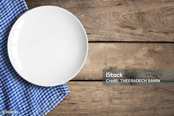 Blank Dish Stock Photo - Download Image Now - Table, Plate, Blue