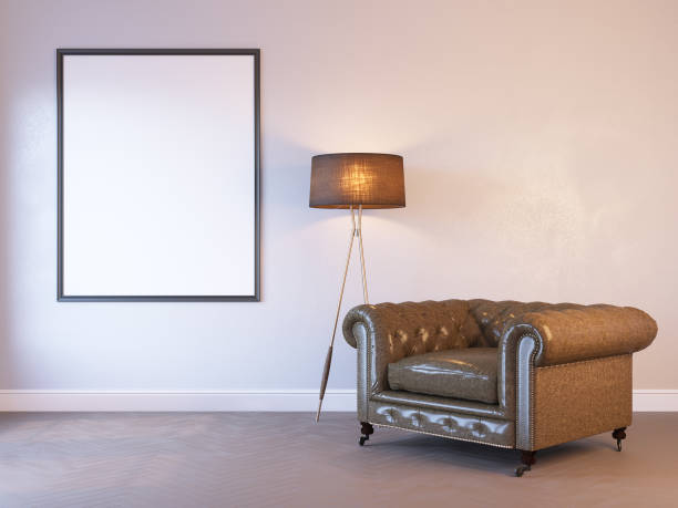 istock 3d render of a interior mock-up with a poster on the wall, 677649514