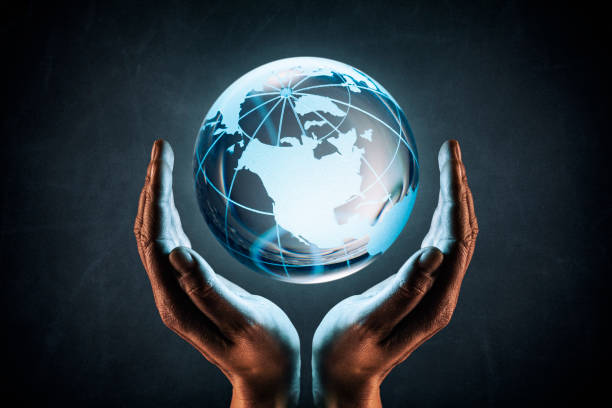 istock Woman hands protecting the earth concept - World Environment Blackboard 677663782