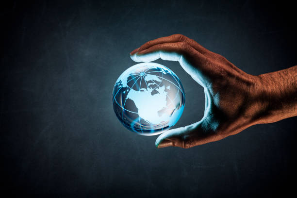 istock Hand holding the earth concept - World Environment Blackboard 677664264