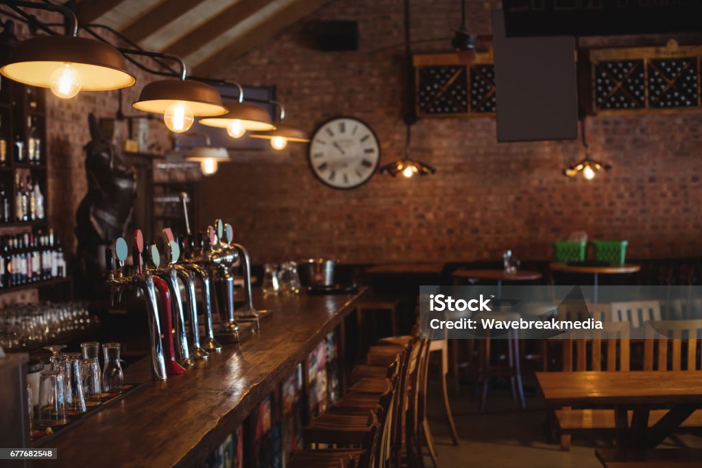 Bar counter at pub Empty bar counter at pub Pub Stock Photo