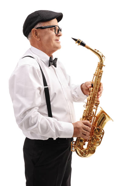 istock Elderly jazz musician with a saxophone 677698200