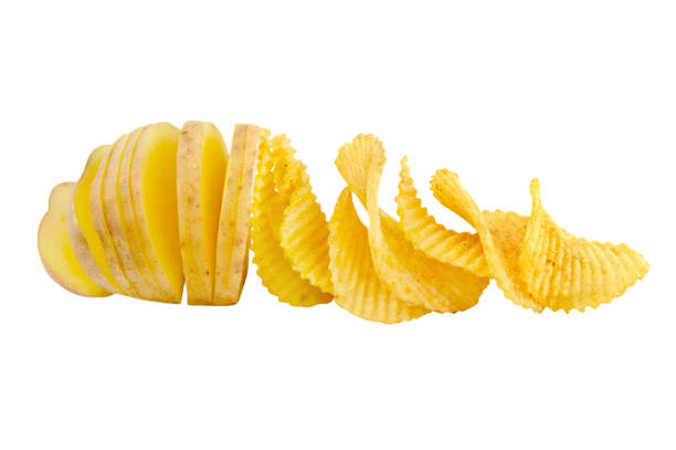 istock Potato cut into slices and chips concept 677700740