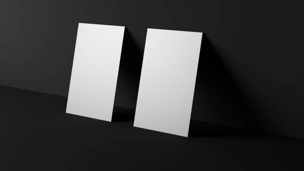 istock Two horizontal white blank business cards. High resolution 3d render. Personal branding mockup template. Soft shadow. 677705616