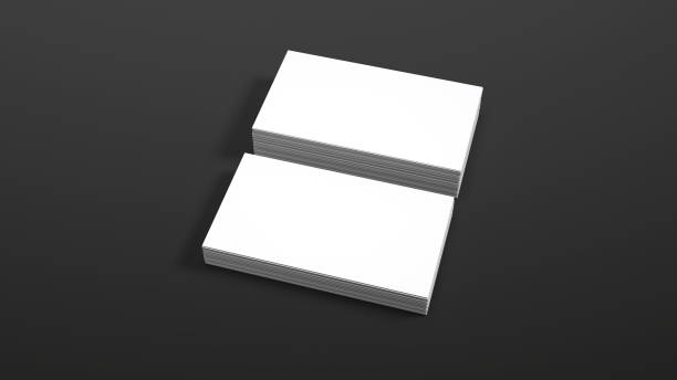 Business card template on black background. High resolution 3d render. Personal branding mockup template. Soft shadow.