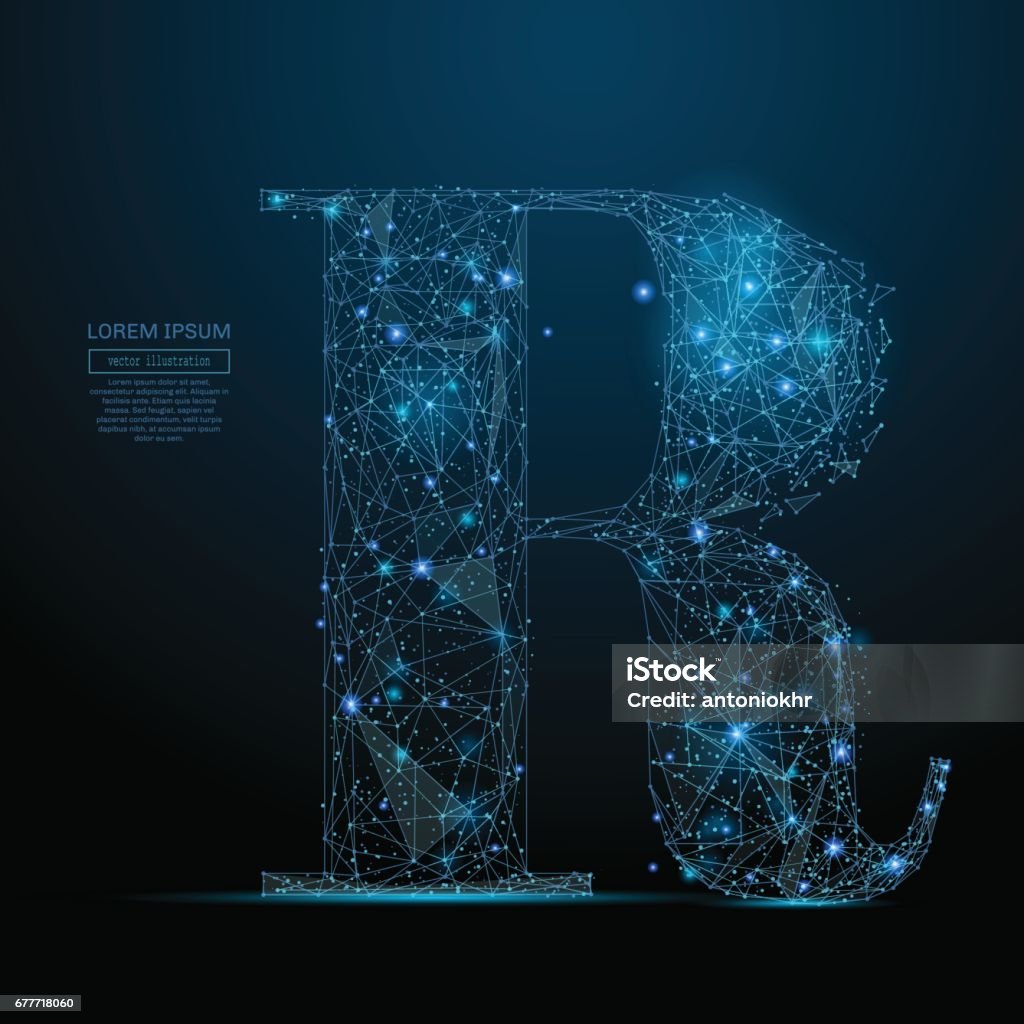 Letter R Sky Blue Color The Letter R Low Poly Blue Stock Illustration - Download Image Now ...