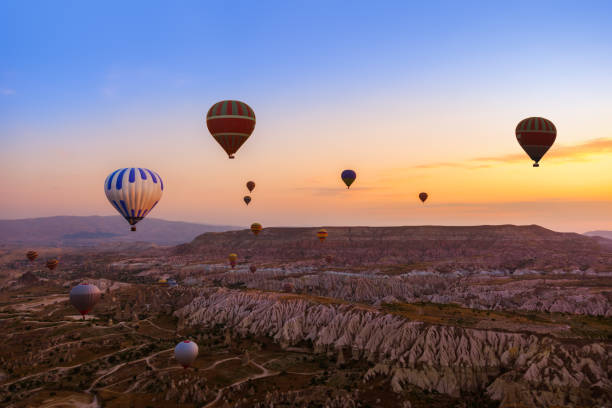 istock Hot air balloon flying over Cappadocia Turkey 677736968