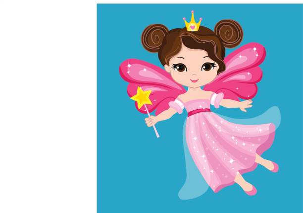 istock Beautiful little fairy in a pink dress with a magic wand. 677738520