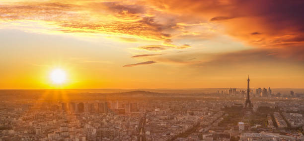 istock Paris with Eiffel Tower against colorful sunset in France 677775742