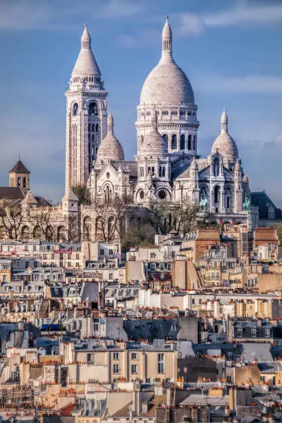 Photo of Famous Sacre Coeur Cathedral during spring time in Paris, France
