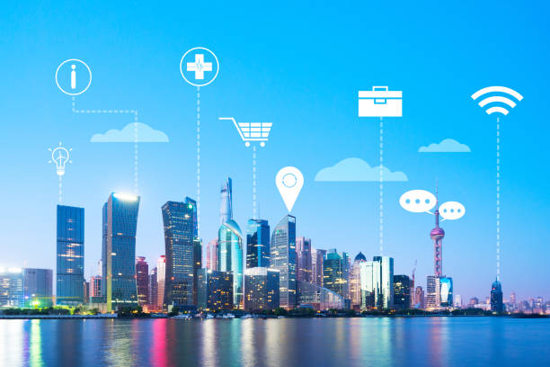 istock modern intelligence city near river at twilight 677788342