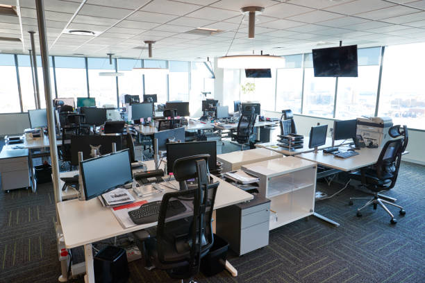 istock Interior Of Modern Open Plan Office With No People 677807052