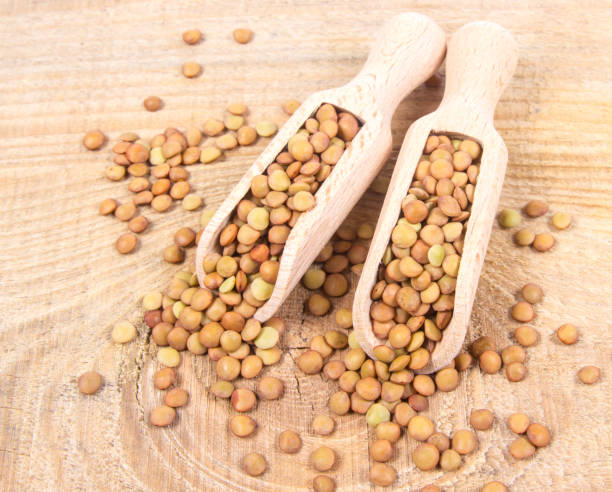 istock Raw green lentils . Close Up . 677811622