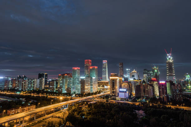 istock High angle view of Beijing Central Business District, Night 677829042