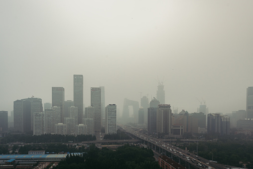 Cityscape of Beijing in air pollution