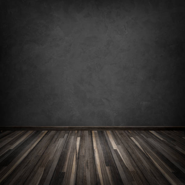 empty wood floor with cement - soft lighting imagens e fotografias de stock