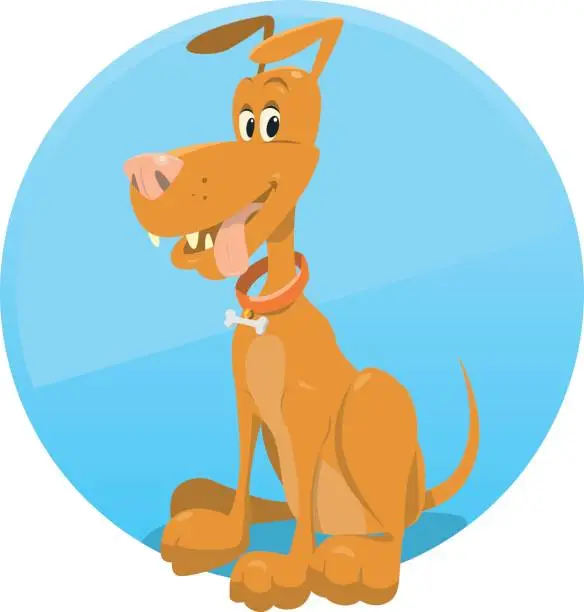 Vector illustration of Cartoon Dog on Blue circular background