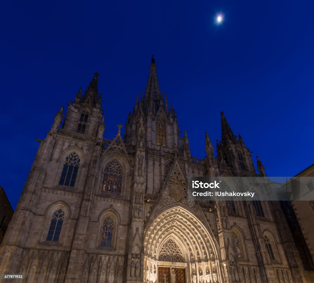 Night view of main cathedral in Barcelona Night view of main cathedral in Barcelona, Spain Barcelona - Spain Stock Photo