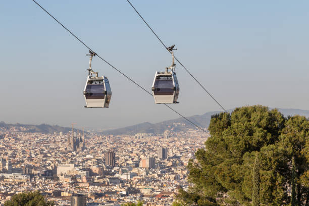 istock Cable car between coast and Montjuic hill, Barcelona, Spain 677872174