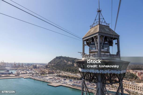 View Of Cableway Tower In Barcelona Stock Photo - Download Image Now - Horizontal, No People, Photography