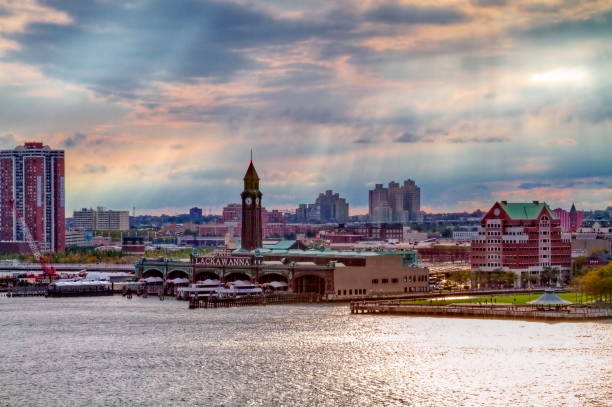 Hoboken Waterfront Hoboken, New Jersey, waterfront. hudson river stock pictures, royalty-free photos & images