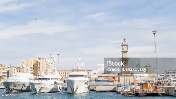 Moored Yachts In Barcelona Stock Photo - Download Image Now - Barcelona - Spain, Horizontal, No People