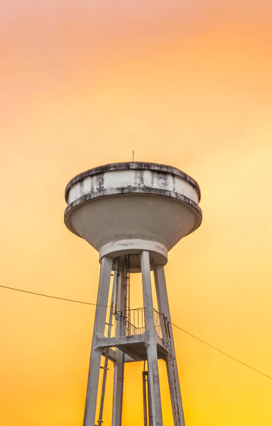 istock Closeup to Concrete Water Tank in Evening Background 677873856