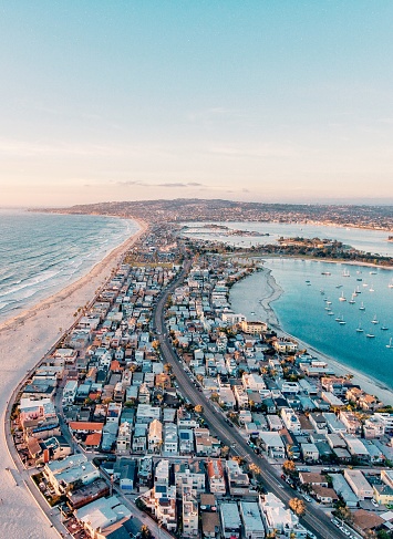 A Drone Shot Taken From the Jetty In Mission Bay San Diego