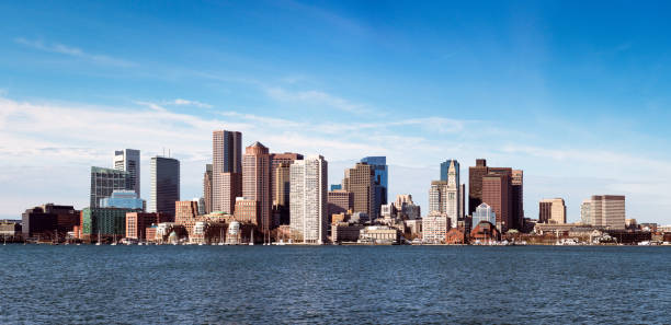 보스턴 스카이라인 파노라마 - boston skyline panoramic boston harbor 뉴스 사진 이미지