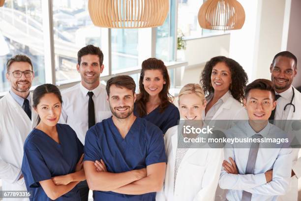 Portrait Of Medical Team In Hospital Stock Photo - Download Image Now - Doctor, Teamwork, Healthcare And Medicine