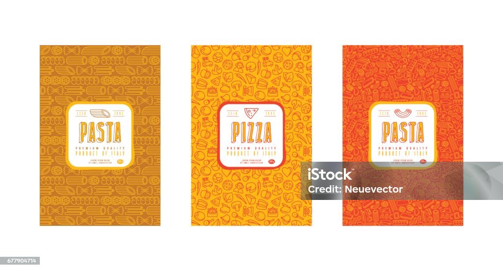 Set di modelli senza cuciture ed etichette modello per pizza e pasta - arte vettoriale royalty-free di Pasta Set di modelli senza cuciture ed etichette modello per pizza e pasta - arte vettoriale royalty-free di Pasta