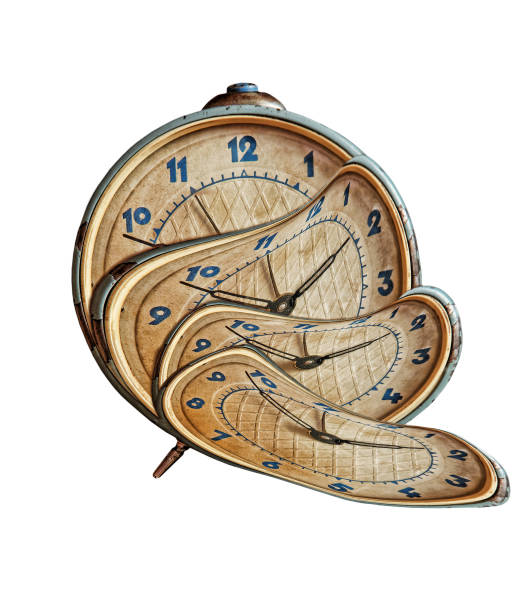istock Liquid and flexible time concept.Surreal Alarmclock transforming on white background. 677905388