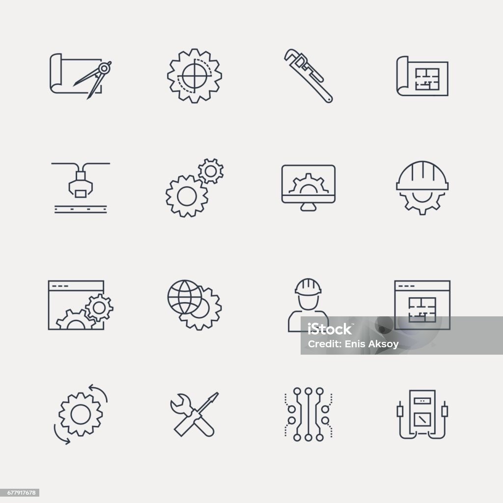 Icon Set - Line Series Manufacturing stock vector