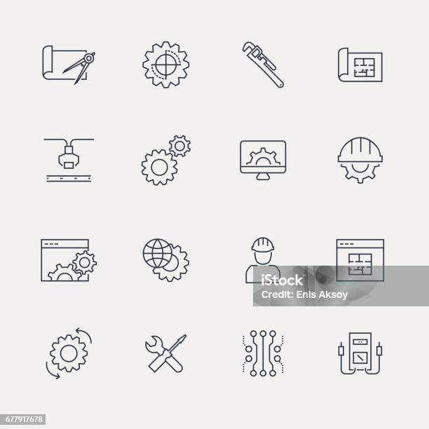 Icon Set Line Series Stock Illustration - Download Image Now - Manufacturing, Industry, Repairing