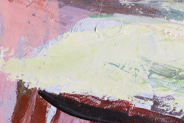 istock Multicolored background. Texture painting. Abstract art background. Acrylic on canvas. Rough brushstrokes of paint. 677942040