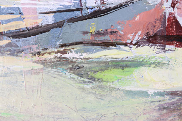 istock Multicolored background. Texture painting. Abstract art background. Acrylic on canvas. Rough brushstrokes of paint. 677942756
