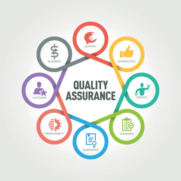 Quality Assurance infographic with 8 steps, parts, options Quality Assurance infographic with 8 steps, parts, options confidence stock illustrations