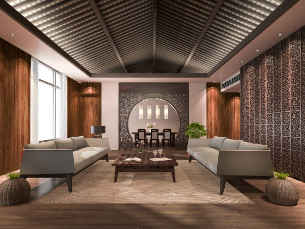 istock 3d rendering japanese living lobby lounge and reception 677970620