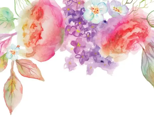 Vector illustration of beautiful watercolor flowers