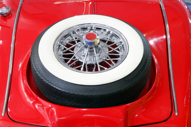 istock backside of oldtimer car with spare tire 677972488